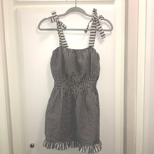 Gingham tie shoulder dress